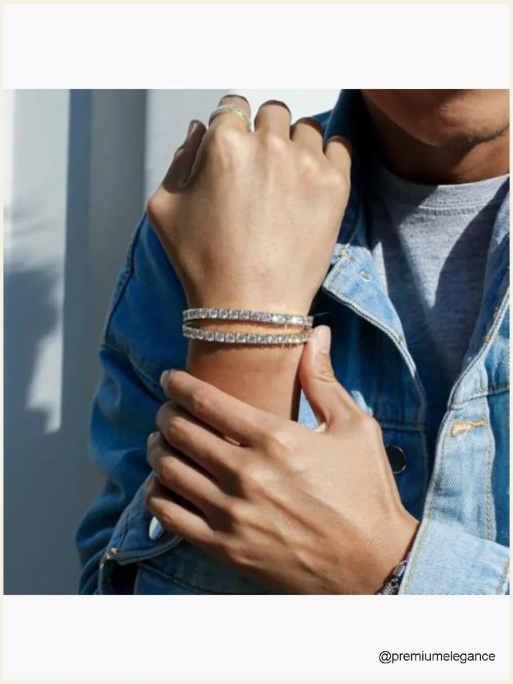 Italian 5A Lab Zirconia Tennis Bracelet 14K Gold Plated 925 Silver Men's Jewelry